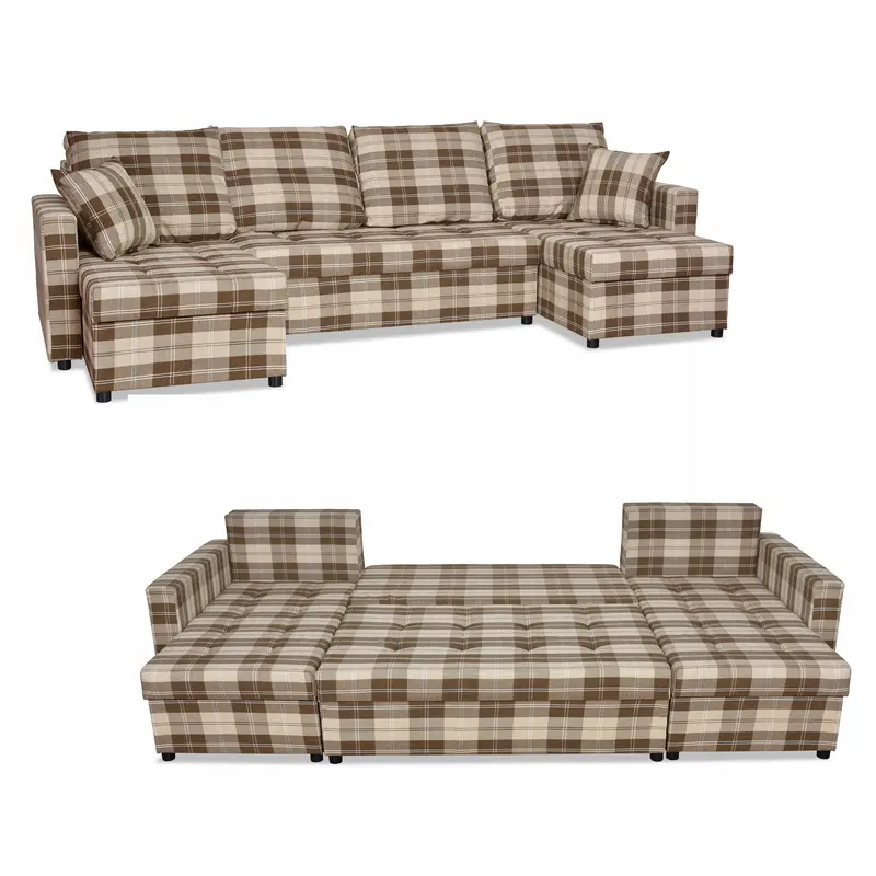 Ecksofa Winston braun / beige Schlaffunktion