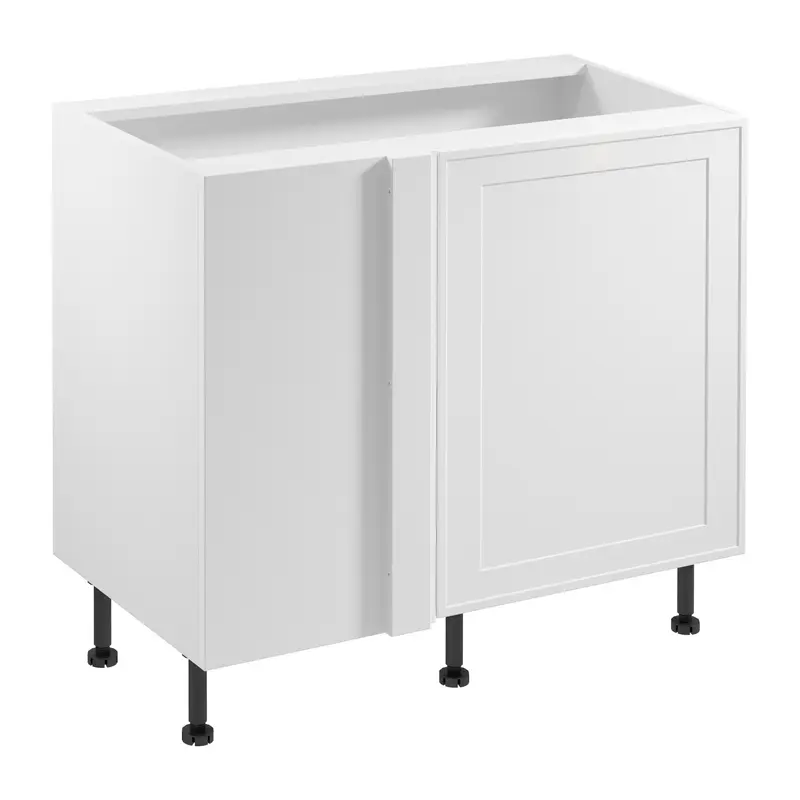 Eckunterschrank – Livaro – D100N P/L, Weiß / Weiß Rahmen