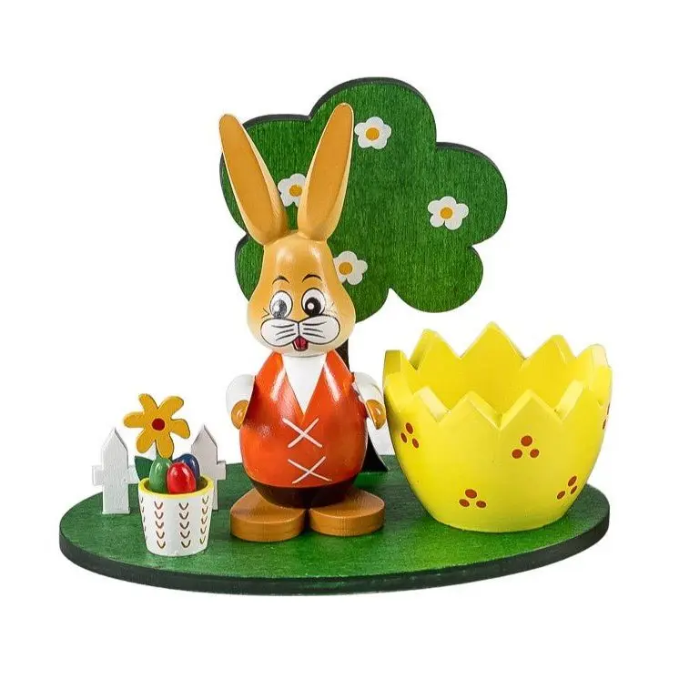 Eierbecher "Osterhase mit Eierkorb", farbig, 10 cm