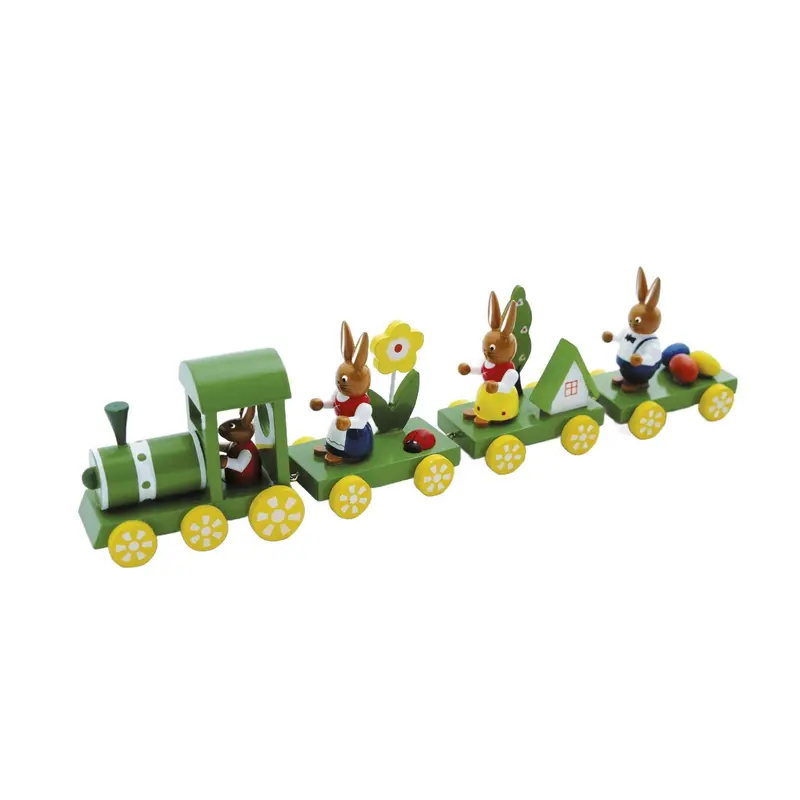 Eisenbahn mit Osterhasen, farbig, 31cm