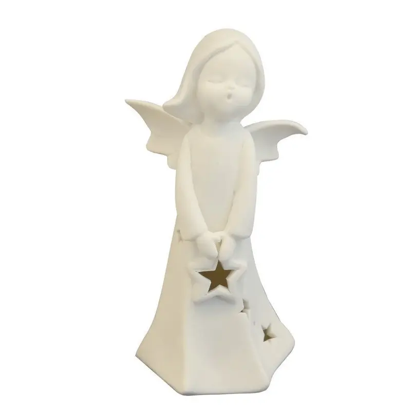 Engel mit Sternen aus Porzellan LED