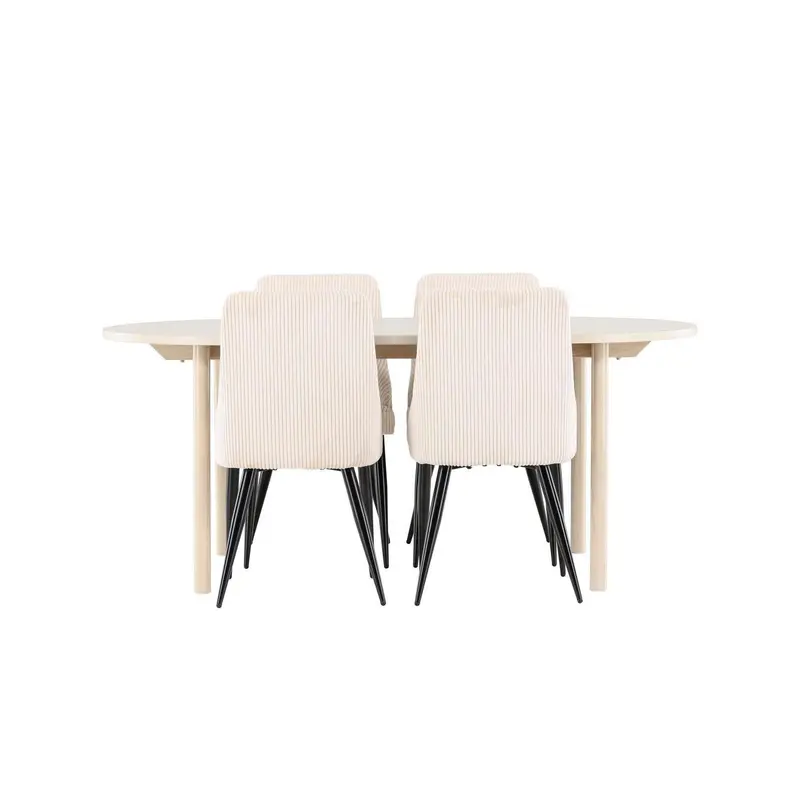 Essgruppe Esstisch Andy 180*90cm mit Stühlen Leone aus Cord
