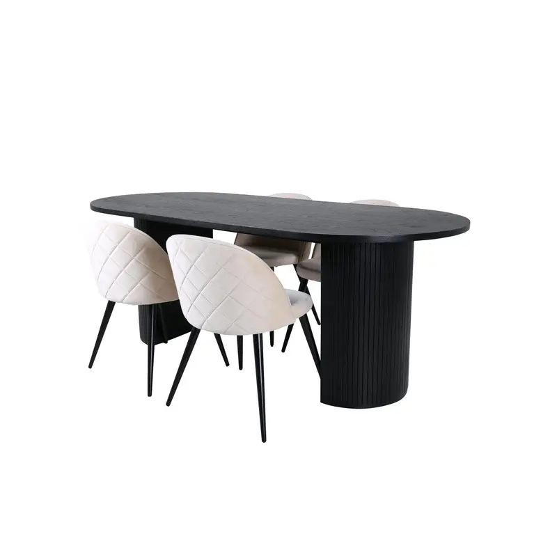 Essgruppe Esstisch Bianca 200*90cm mit Stühlen Velvet aus Samt