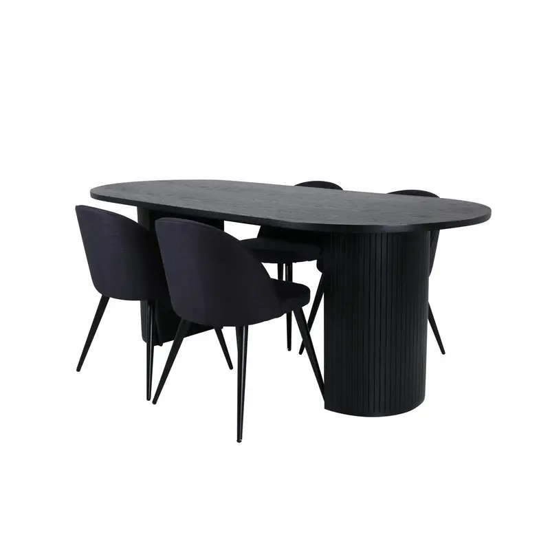 Essgruppe Esstisch Bianca 200*90cm mit Stühlen Velvet aus Samt