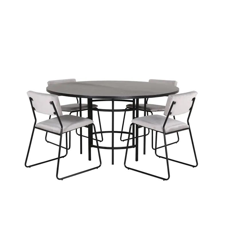 Essgruppe Esstisch Copenhagen Ø140cm mit Stühlen Kenth aus Samt