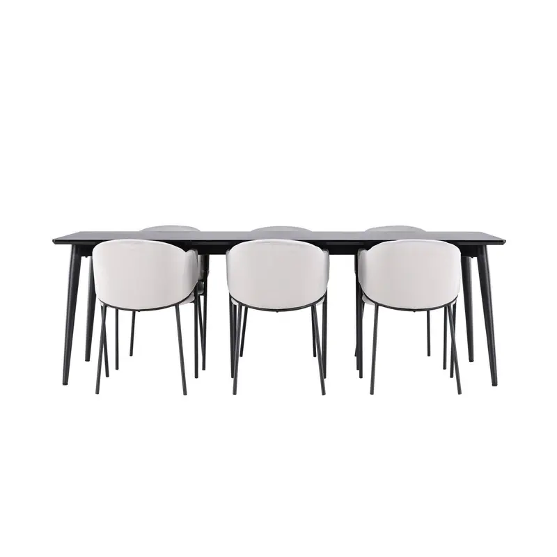 Essgruppe Esstisch Ellis 230*85cm mit Stühlen Evelina aus Samt