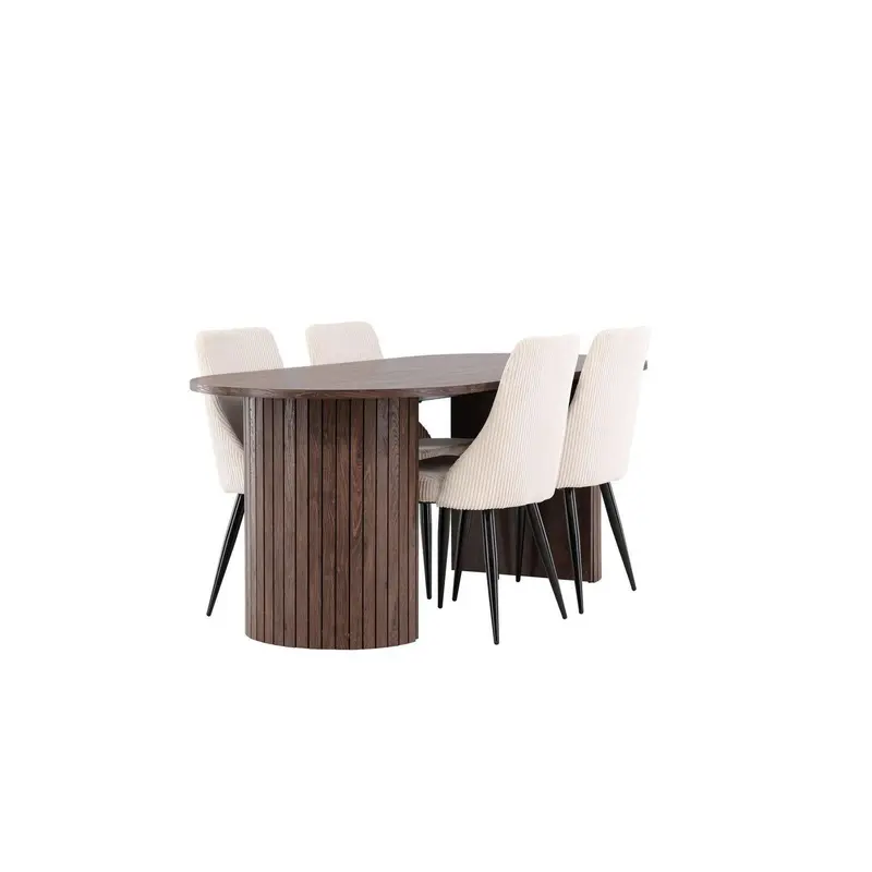 Essgruppe Esstisch Härön 200*90cm mit Stühlen Leone aus Cord