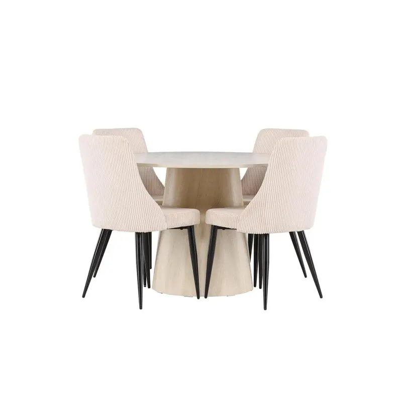 Essgruppe Esstisch Lanzo Ø120cm mit Stühlen Leone aus Cord