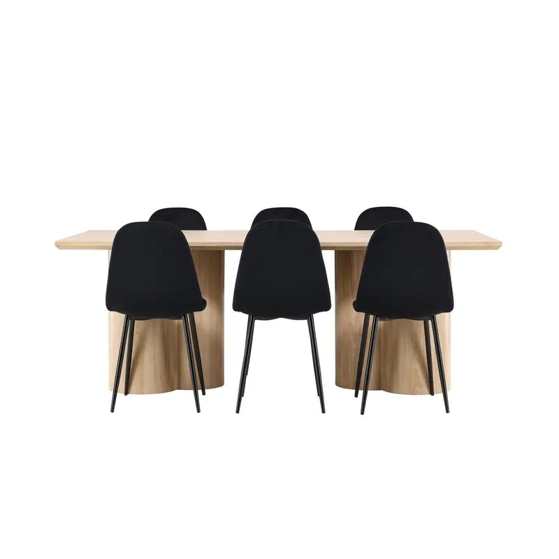 Essgruppe Esstisch Olivia 210*100cm mit Stühlen Polar aus Samt