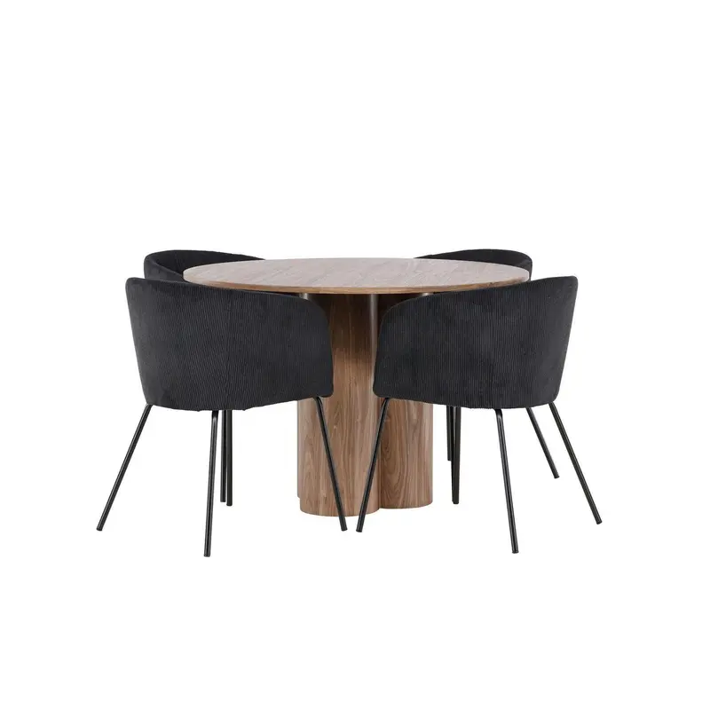 Essgruppe Esstisch Olivia Ø110cm mit Stühlen Berit aus Cord