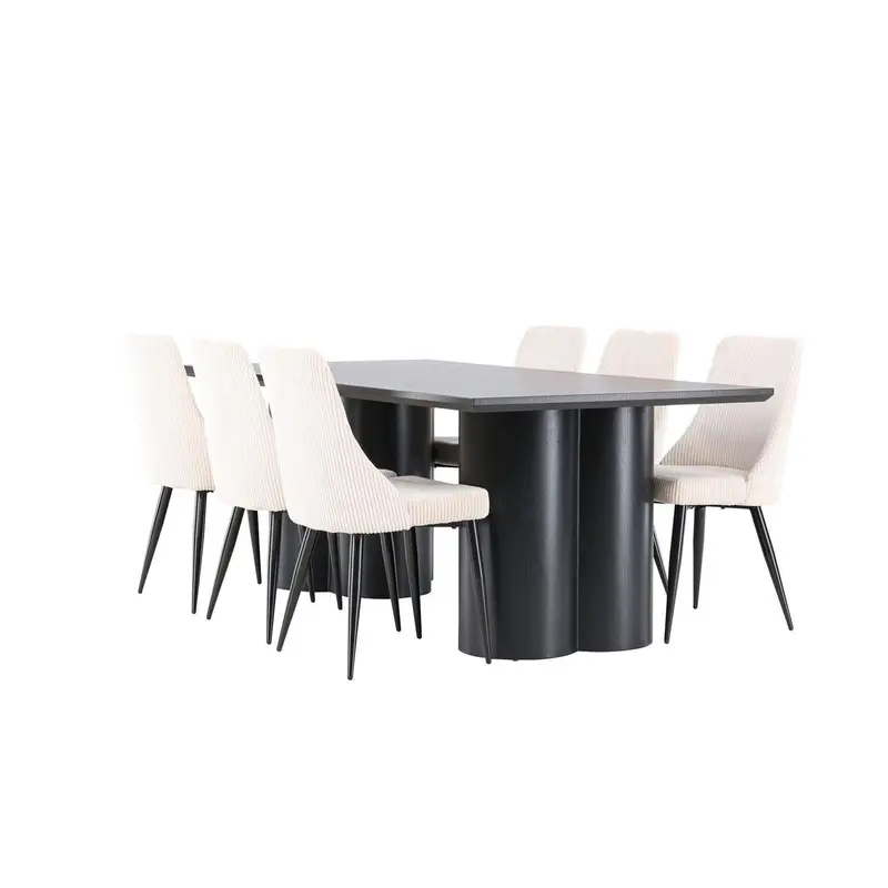 Essgruppe Esstisch Olivia Ø110cm mit Stühlen Leone aus Cord