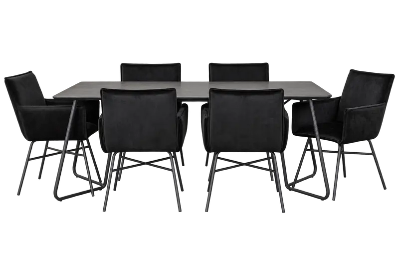 Essgruppe Esstisch Petra 190*90cm mit Stühlen Petra aus Samt