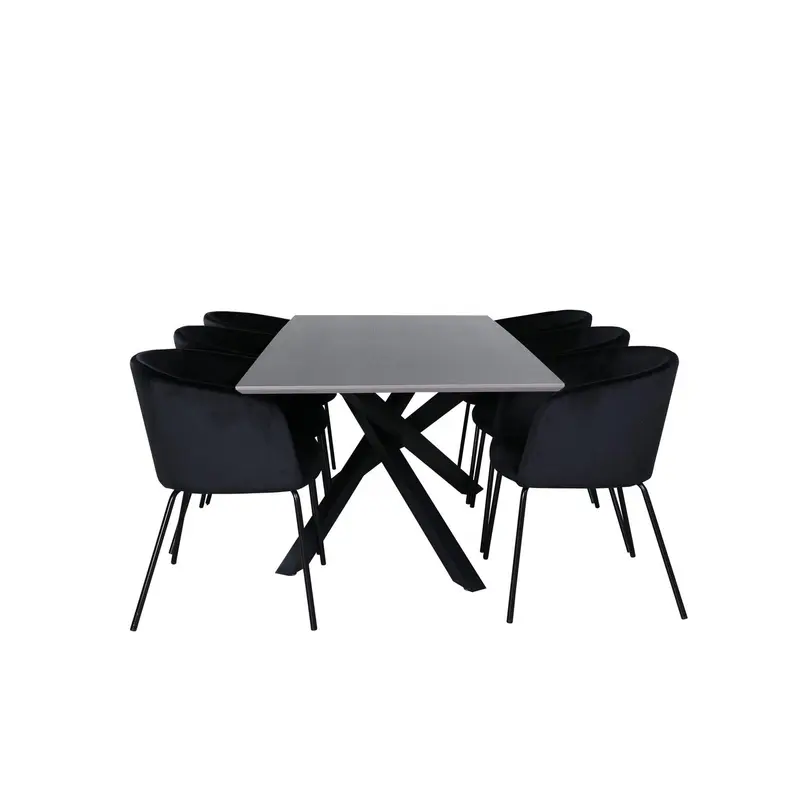 Essgruppe Esstisch Piazza 180*90cm mit Stühlen Berit aus Samt