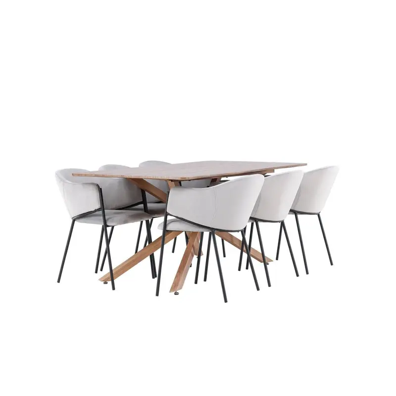 Essgruppe Esstisch Piazza 180*90cm mit Stühlen Evelina aus Samt