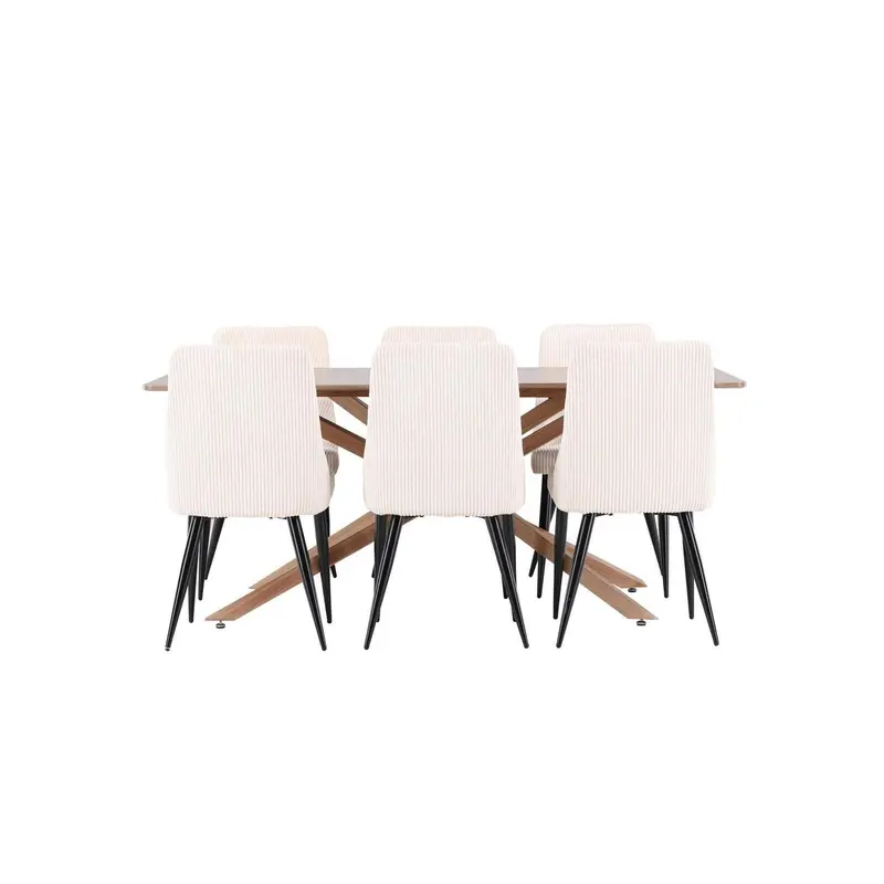 Essgruppe Esstisch Piazza 180*90cm mit Stühlen Leone aus Cord