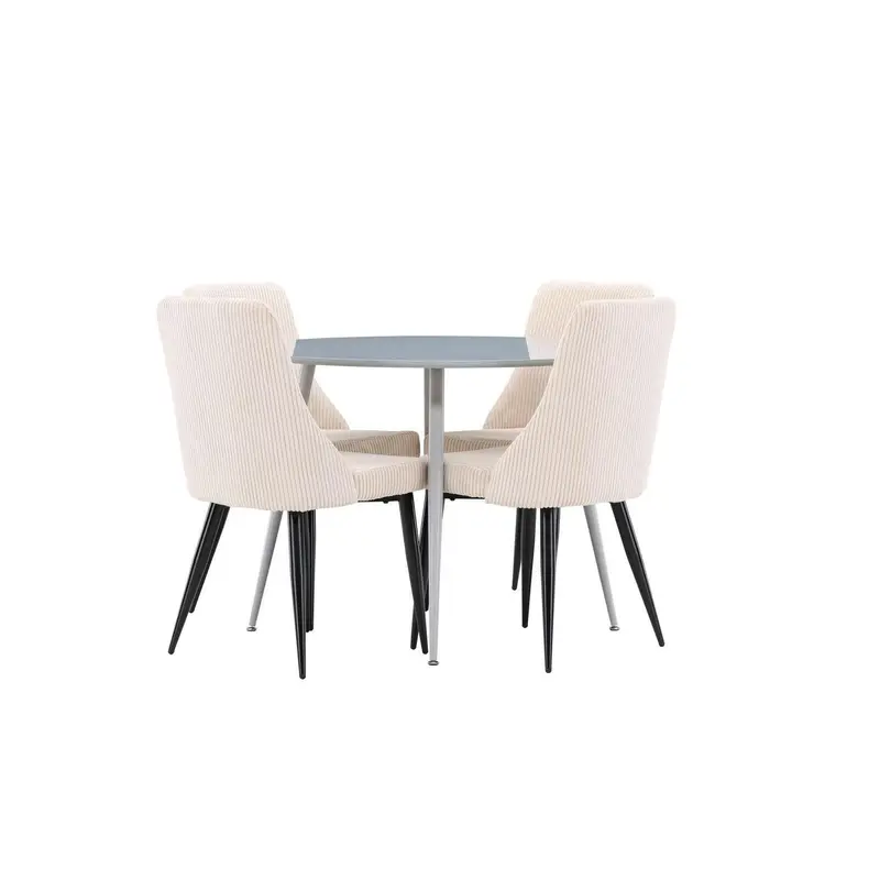 Essgruppe Esstisch Plaza Ø100cm mit Stühlen Leone aus Cord