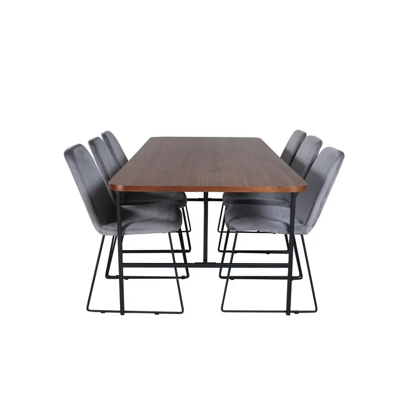 Essgruppe Esstisch Uno 200*90cm mit Stühlen Muce aus Samt