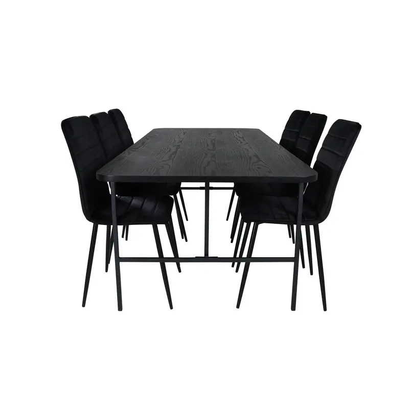 Essgruppe Esstisch Uno 200*90cm mit Stühlen Windu aus Samt