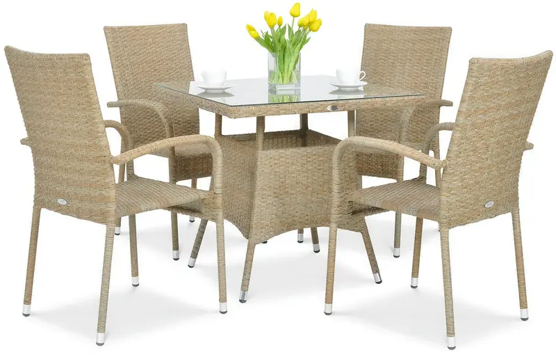 Essgruppe FIESTA/LUGO 4+1 Beige - Polyrattan