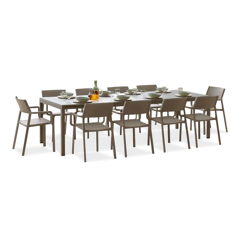 Essgruppe TRILL/RIO Sand 10+1 + Ausziehbarer Tisch