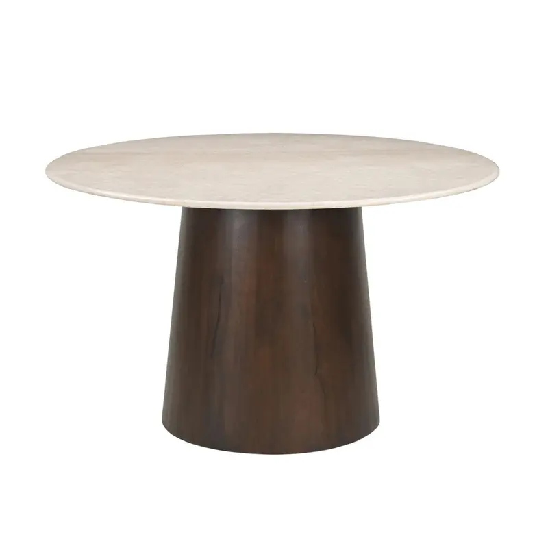 Esstisch Bottecino aus Mangoholz Ø130cm - Beige/Braun