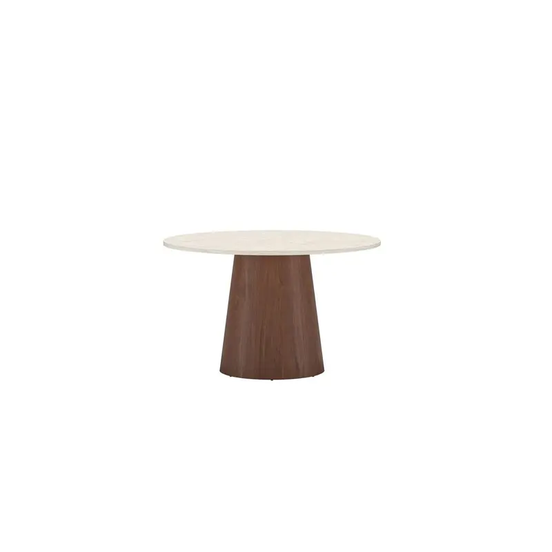 Esstisch Lanzo Ø120cm in Travertin-Optik - Mokka/Beige