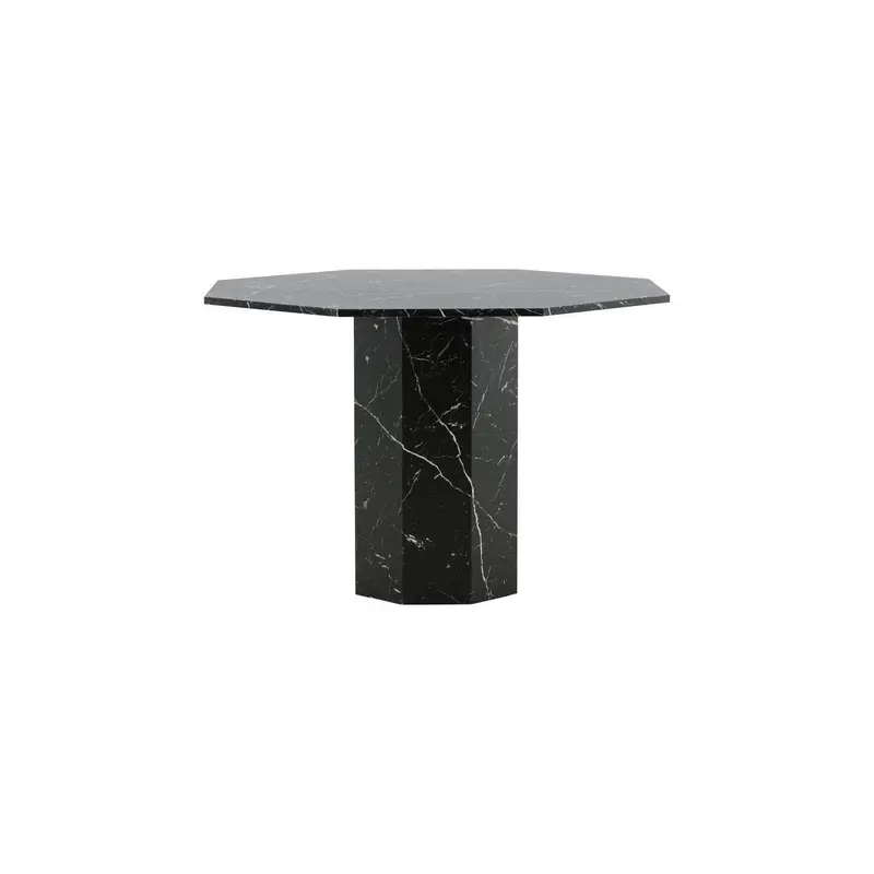 Esstisch Marbs ø110cm - Schwarzes Glas in Marmoroptik