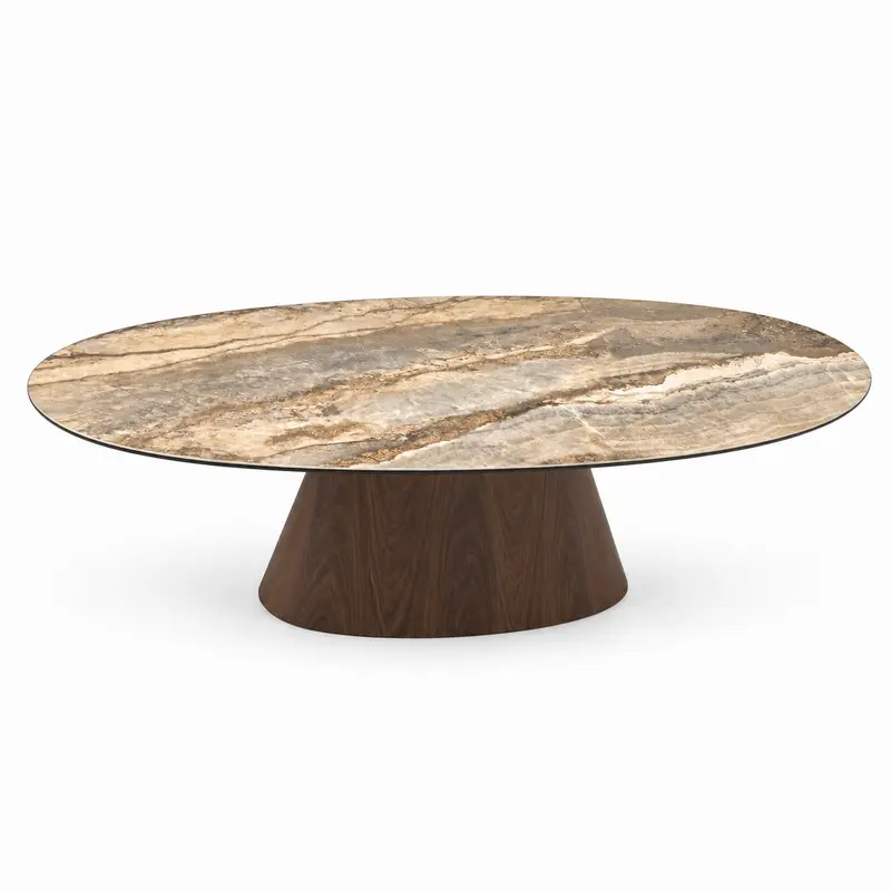 Esstisch Onyx Oval 220cm mit Keramikplatte in Marmoroptik - Beige