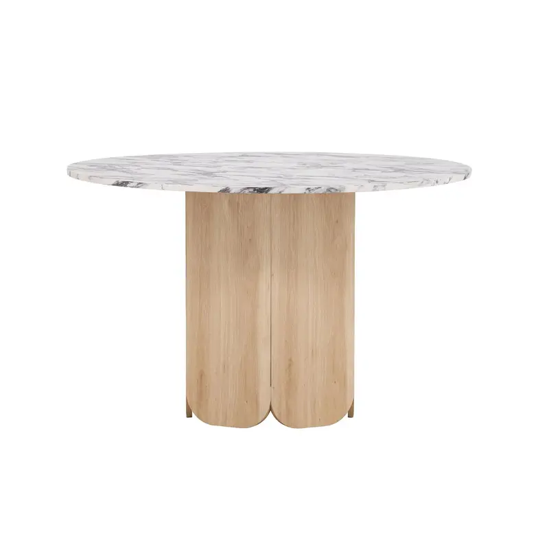 Esstisch Tekla Ø120cm in Calacatta-Marmor-Optik - Hellbraun/Marmor