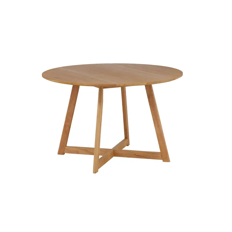 Esstisch Yakidon Ø120cm aus Gummibaumholz mit klappbaren Kanten - Hellbraun
