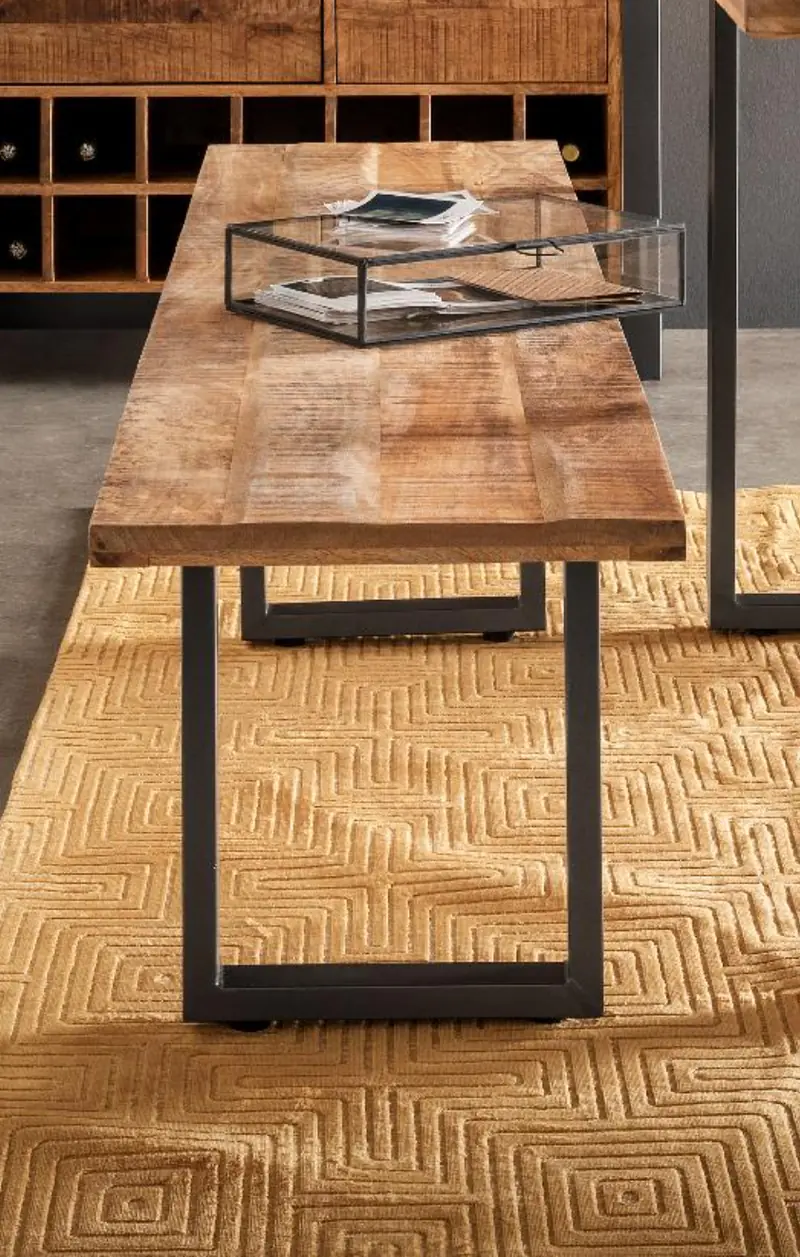 Esszimmersitzbank Cayro Mangoholz massiv multifarbig B/H/T 180/200 x 45 x 38 cm