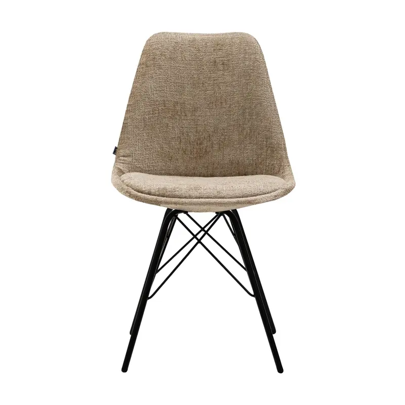 Esszimmerstuhl – Beige Farbe, Weicher Strukturstoff, Schwarzes Metallgestell - Bren | Kick Collection