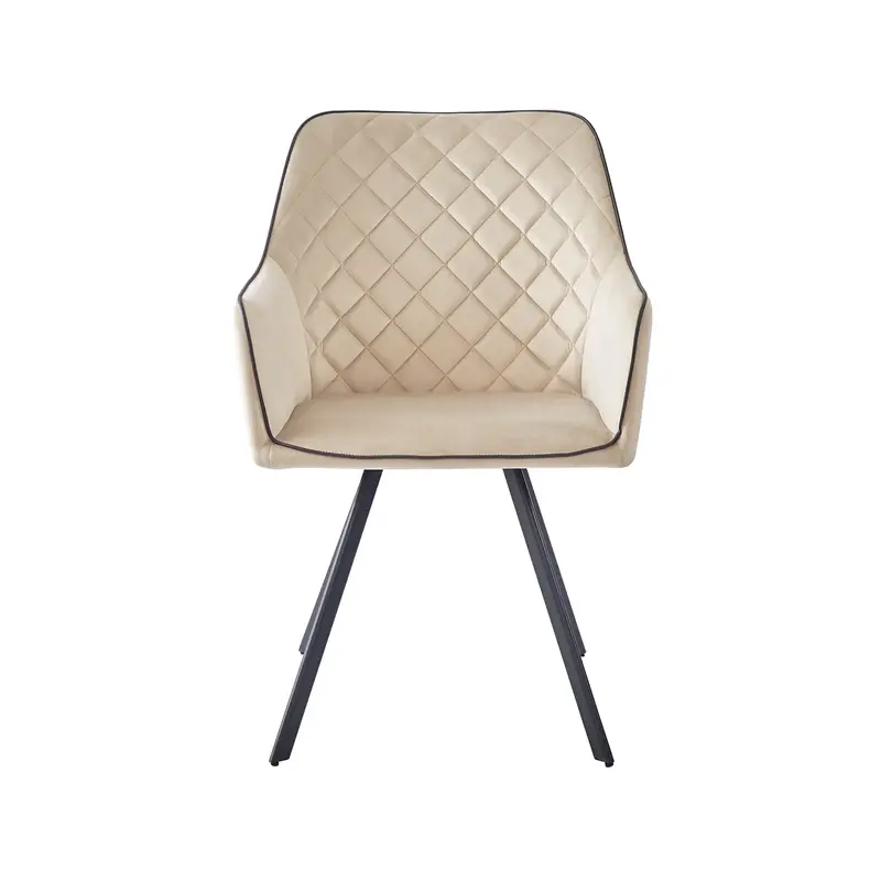Esszimmerstuhl – Beige Farbgebung, Samt Bezug, Gesteppte Rückenlehne, 85 cm - Amber 125 | Kayoom