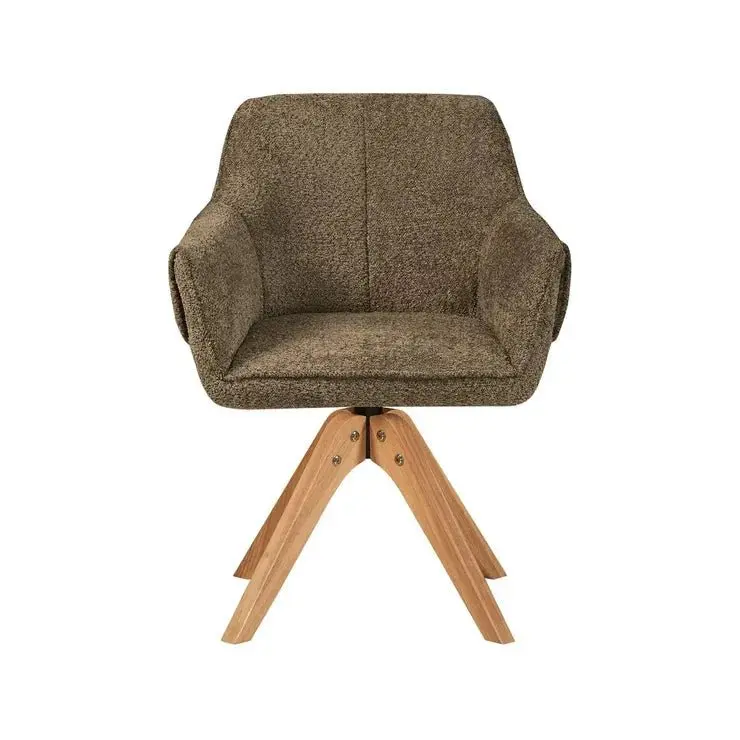 Esszimmerstuhl – Braune Farbgebung, Weicher Bouclé Bezug, Außergewöhnliches Lounge Design, 84 cm - Dian 225 | Kayoom