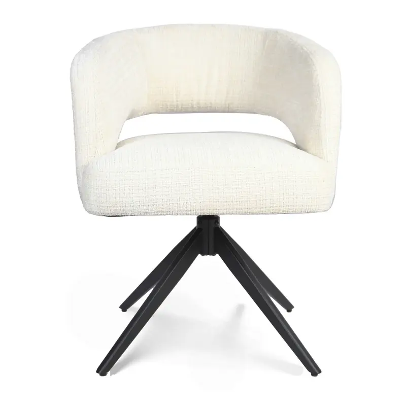 Esszimmerstuhl – Cremeweißer Bezug, Gepolstertes Material, Drehbares Design – Demi | Starfurn