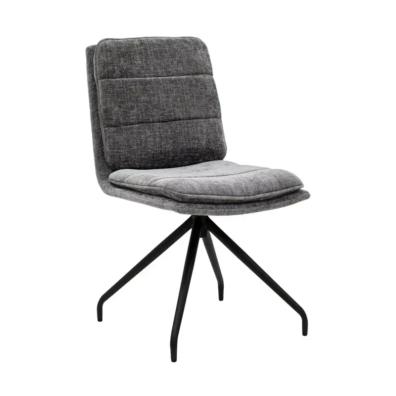 Esszimmerstuhl – Dunkelgraue Farbe, Texturstoff, 360° Drehfunktion - Aron | Kick Collection