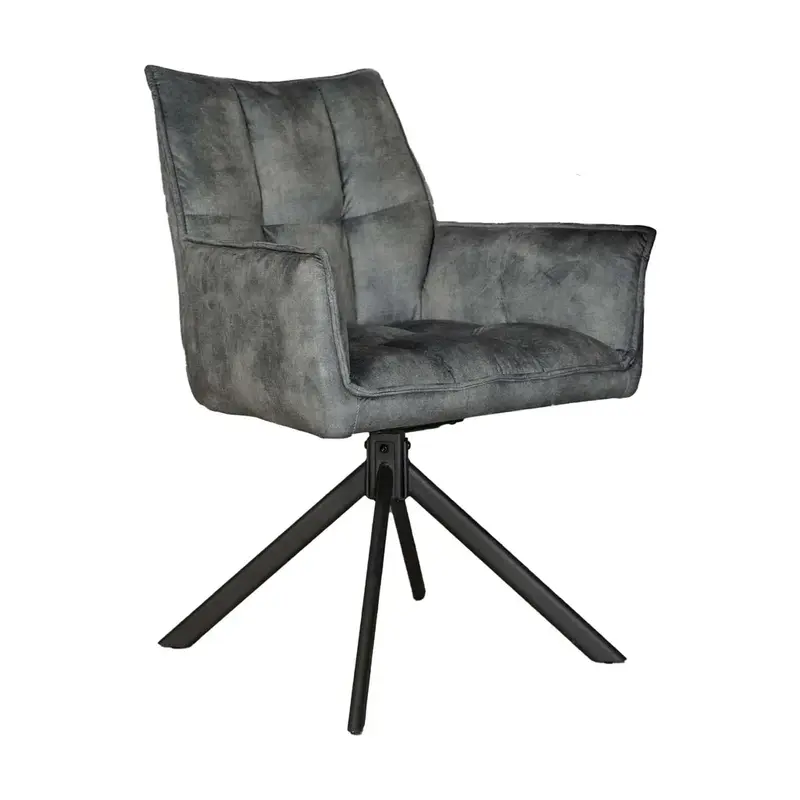 Esszimmerstuhl – Hellblauer Samtstoff, Dreh Funktion, Metall Beine – Dani | Starfurn
