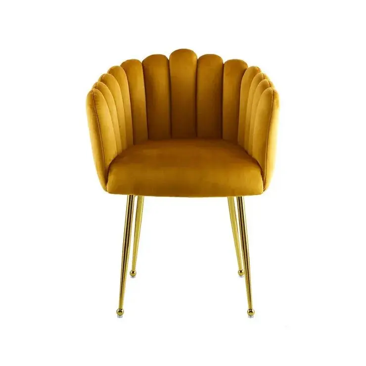 Esszimmerstuhl – Samt Polsterung, Gold Beine, Modern Design, Orange Farbe - Muna 125 | Starfurn