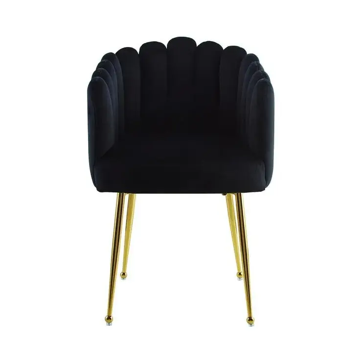 Esszimmerstuhl – Samt Polsterung, Gold Beine, Modern Design, Schwarz Farbe - Muna 125 | Starfurn