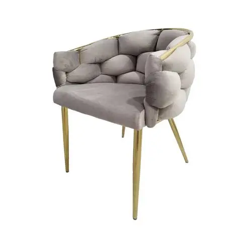 Esszimmerstuhl – Taupe-Goldene Farbgebung, Weicher Stoffbezug, Kunstvolles Design, 79 cm - Grace 125 | Kayoom