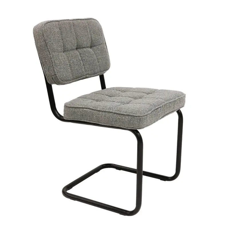 Esszimmerstuhl – Texture Stoff, Metallgestell, Grau Farbe - Yves | Kick Collection