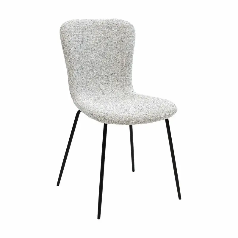 Esszimmerstuhl – Texture Stoff, Schwarzes Metall, Creme Farbe - Vigo | Kick Collection