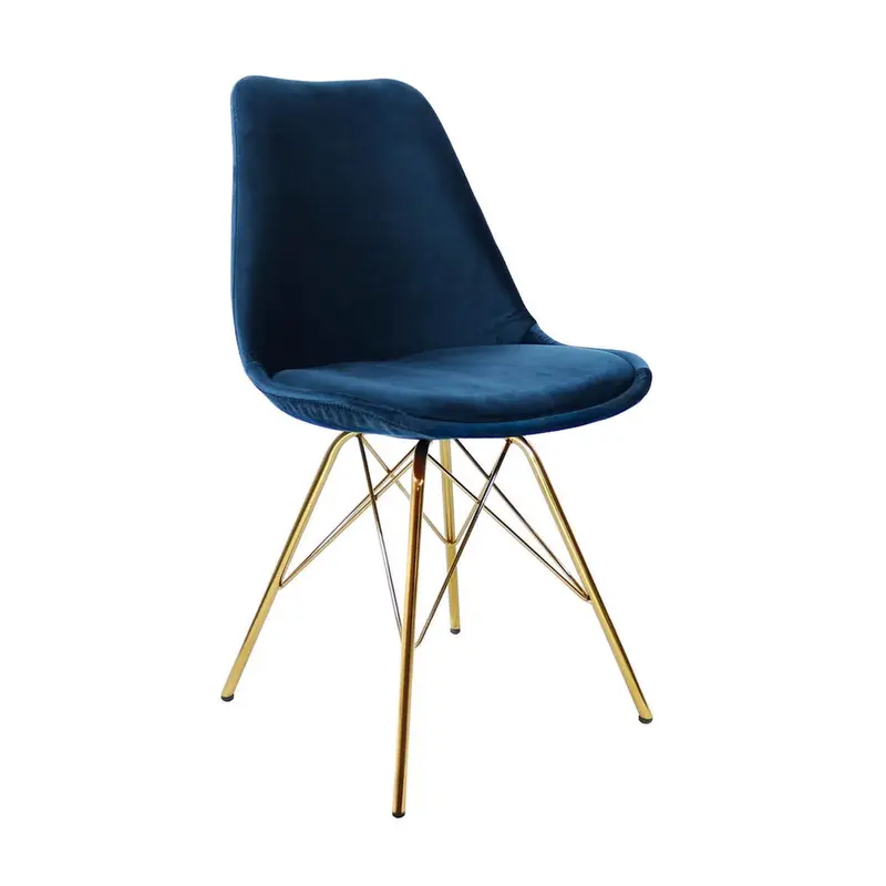 Esszimmerstuhl Velvet - Dunkelblau & Gold