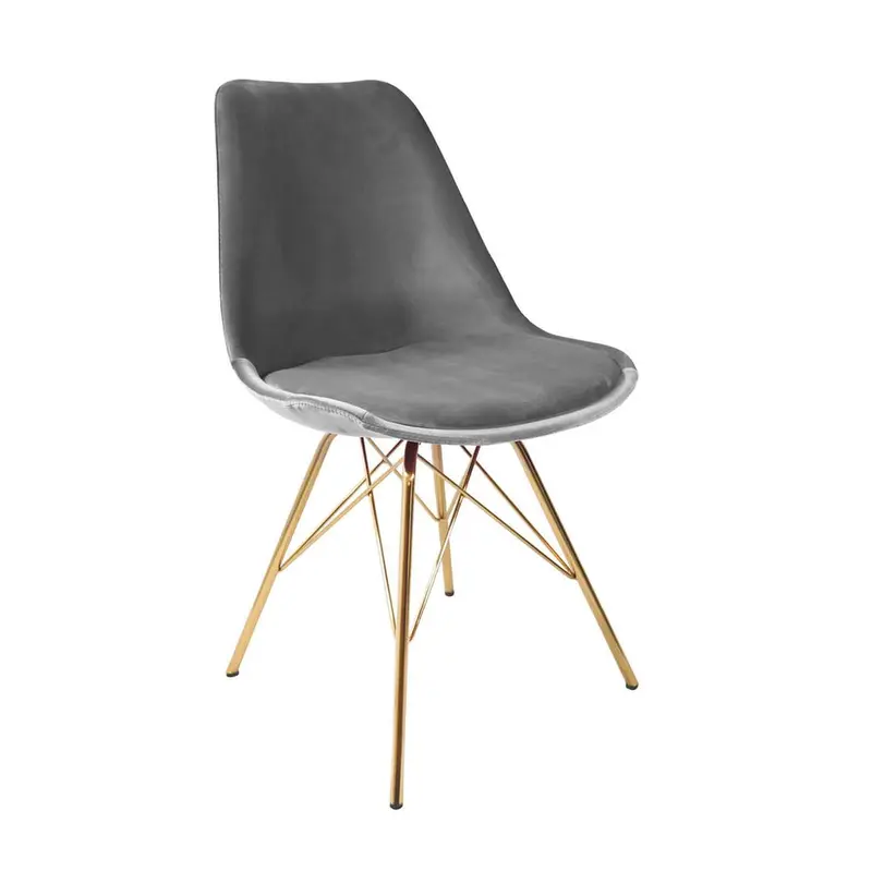 Esszimmerstuhl Velvet - Grau & Gold
