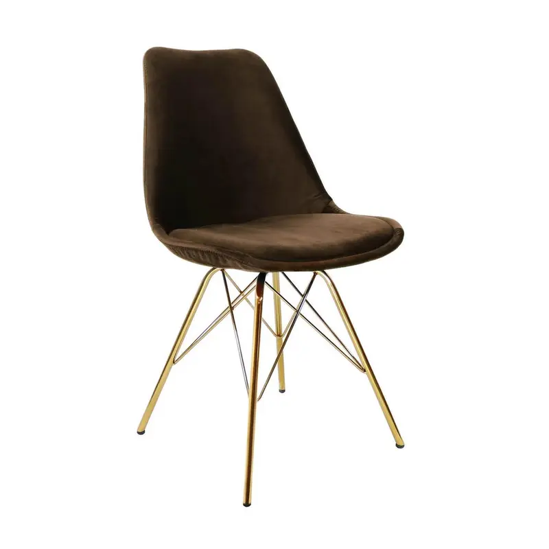 Esszimmerstuhl Velvet - Kaffeebraun & Gold