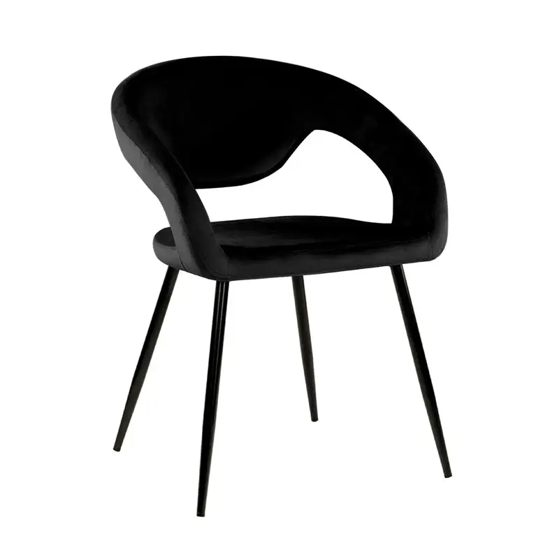 Esszimmerstuhl – Velvet Stoff, Metall Gestell, Schwarze Farbe - Lenn | Kick Collection
