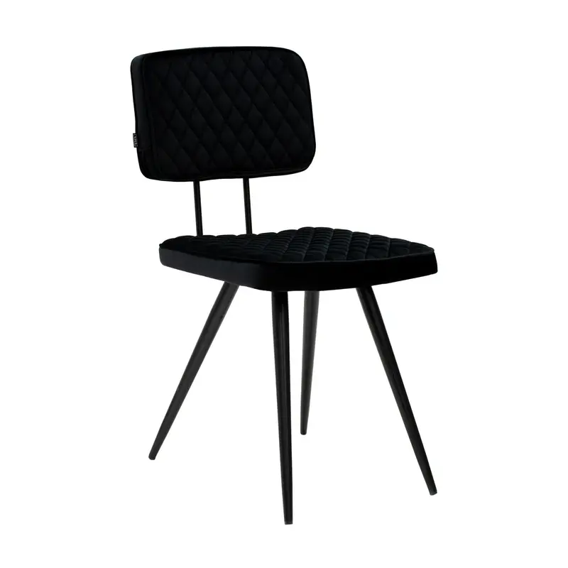 Esszimmerstuhl – Velvet Stoff, Rautensteppung, Schwarze Farbe - Toby | Kick