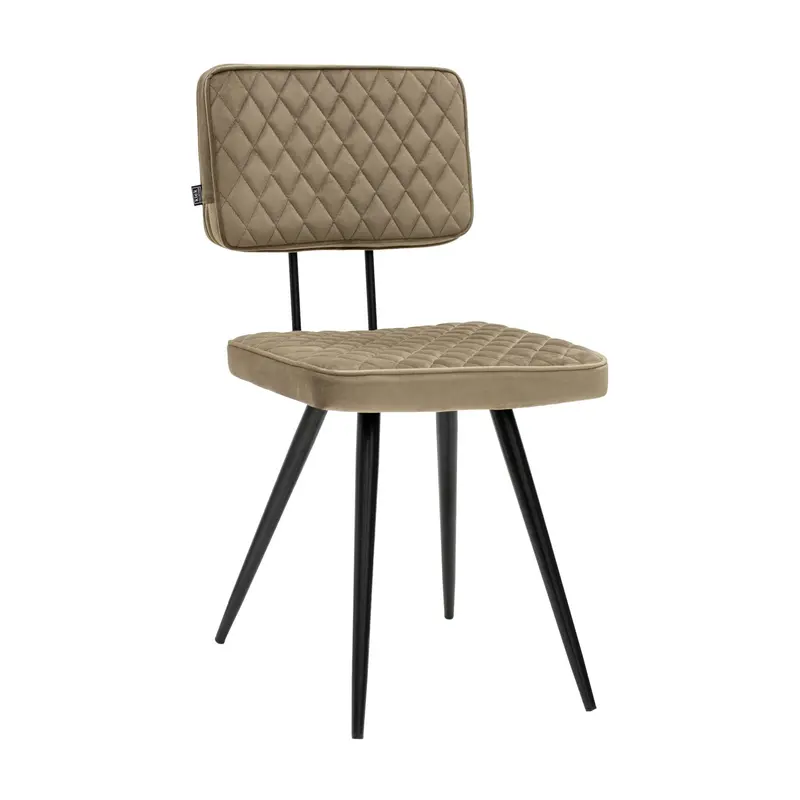 Esszimmerstuhl – Velvet Stoff, Rautensteppung, Taupe Farbe - Toby | Kick