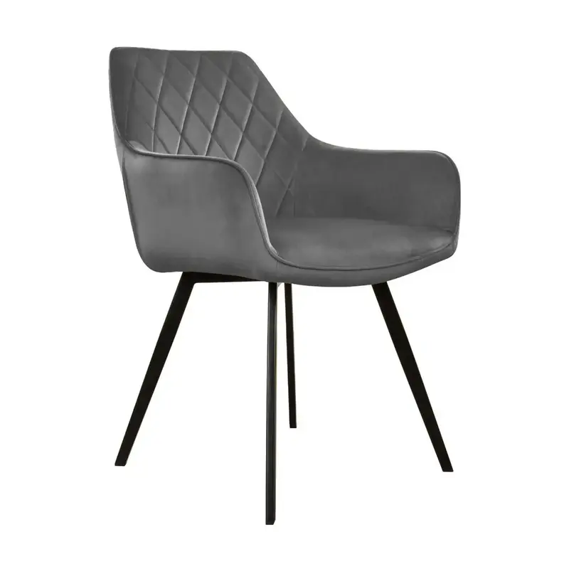 Esszimmerstuhl – Velvet Stoff, Schwarzes Metallgestell, Dunkelgraue Farbe - Karl | Kick Collection