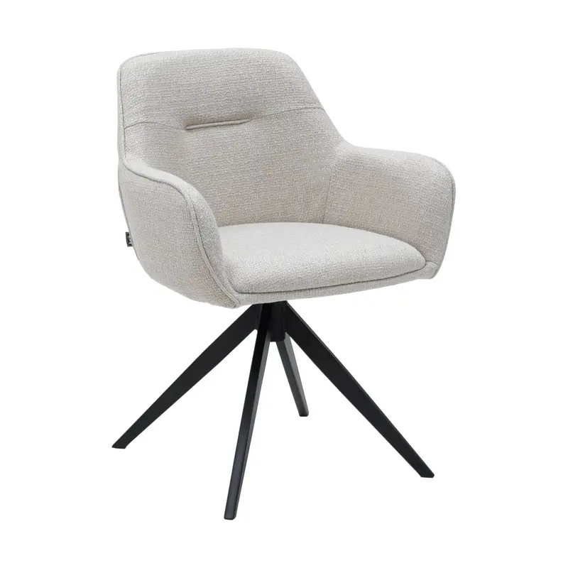 Esszimmerstuhl – Weiße Farbe, Grober Texturstoff, 360° Drehfunktion - Arne | Kick Collection